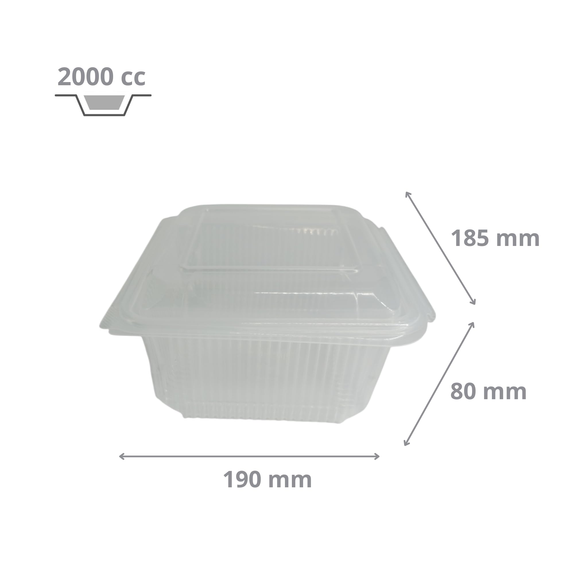 Générique 50 Barquettes Alimentaires 2000 ml en Plastique PP Transparent - Hermétiques et Compatibles Micro-ondes