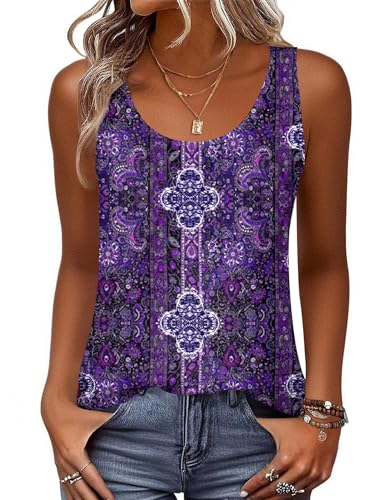 Zeagoo Sleeveless Boho Tops for Women Tank Tops Loose Fit Square Neck Trendy Summer T-Shirt Blouse Spring Outfits 2026