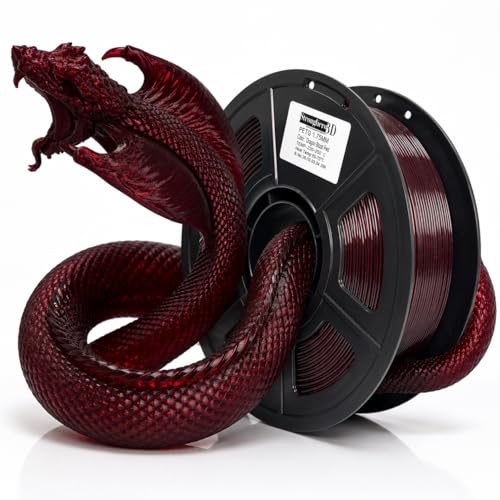 Image of PETG Filament 1.75mm, Dragon Blood Red, Co-Extruded Core-Shell 3D Printer Filament, PETG Core with PLA Coating, Glossy Dark Red Black Filament for FDM 3D Printing, 1kg Spool