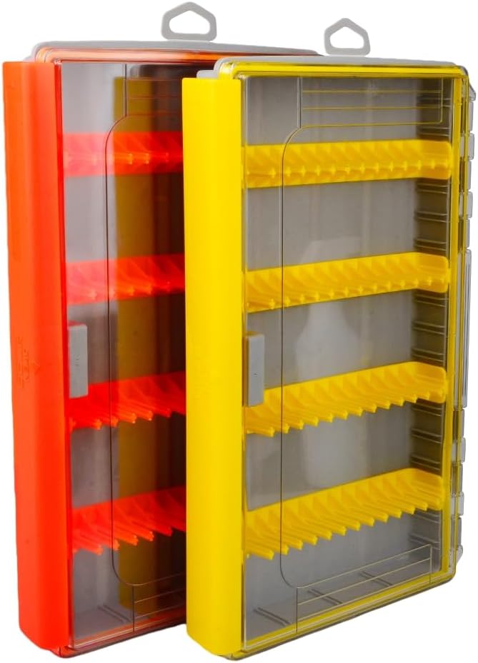 1pc Fishing Tackle Storage Box Jig Bladed Multiple Lure Organizer Case Lure Box Orange And Yellow