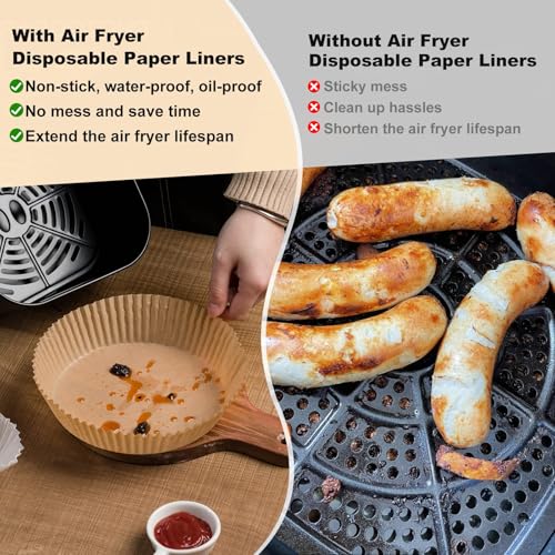 Image of Vailnd 100Pcs 6.5 Inch Round Air Fryer Liners Disposable for 3-5QT