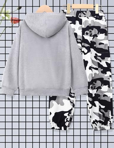 Boys Clothes Long Sleeve Hooded Sweatshirt Top Camouflage Sweatpants Fall Winter Kid Outfits Set 6-14T