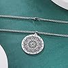 VASSAGO Om Aum Necklace Ohm Lotus Pendant Buddha Chain Stainless Steel Round Meditation Jewelry for Men Women (Silver-3) #4