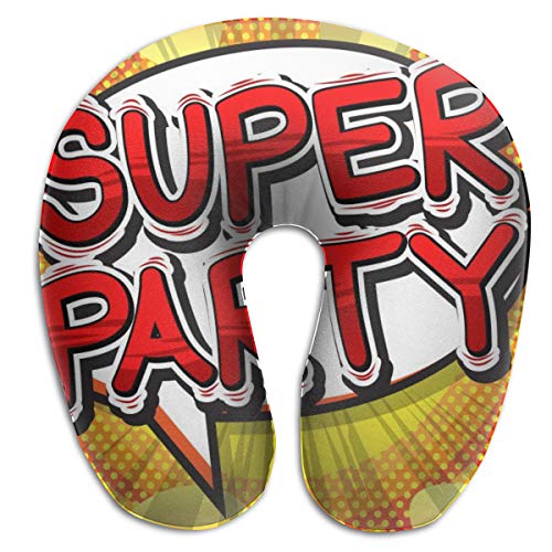 Hucuery Super Party Comic Book Style On Abstract Background U Shaped Neck Pillow