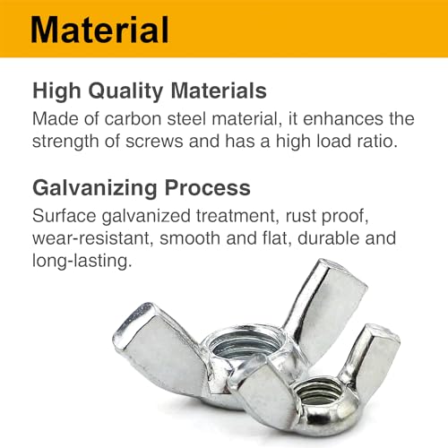 50 pcs wing nuts assorted kit 1434-20 51634-18 3834-16 sae steel 3 size wing nut fastenerscarbon steel zinc plated butterfly wingnuts 14 inch 516 inch38 inchhand twist secure fasteners