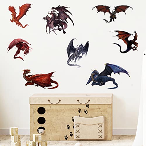 Vinilos decorativos 3D dragones antiguos 8 piezas miniatura 5