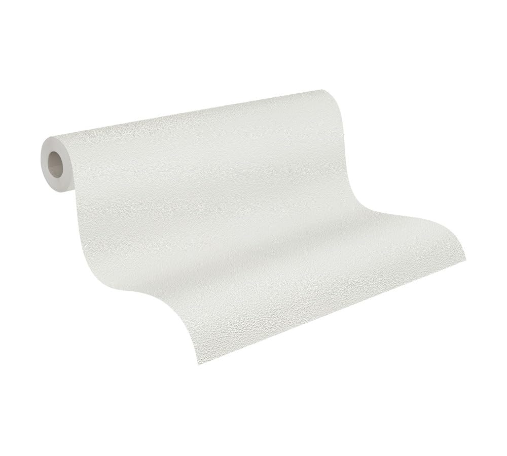 A.S. Création Wallpaper Plain & Paintable - White - Wallpaper for Various Spaces 395.99in x 20.87in Made in Germany - 103819