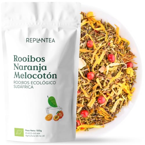 TE ROOIBOS NARANJA MELOCOTÓN 100% Orgánico 100g (50 Tazas) | Rooibos Verde Afrutado Ideal para Ice Tea o Té Frio Sin Teína a Granel REPLANTEA TE ROOIBOS NARANJA MELOCOTÓN 100% Orgánico 100g (50 Tazas) | Rooibos Verde Afrutado Ideal para Ice Tea o Té Frio Sin Teína a Granel REPLANTEA