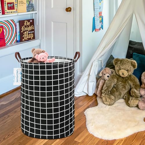 سبت غسيل مصنوع من القماش قابلة للطي لتنظيم الأغراض المنزلية وصناديق الألعاب وسلال الهدايا وملابس غرف النوم وسلال تخزين الأطفال من لانجياشان، شبكة سوداء