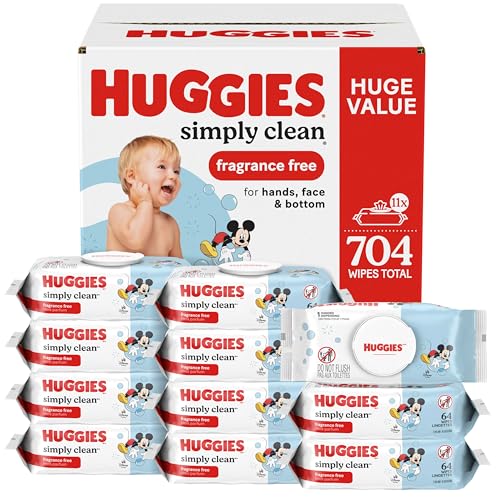 Product Image of the Huggies Simply Clean Unscented Baby Diaper Wipes, 11 Flip-Top Packs (704 Wipes...