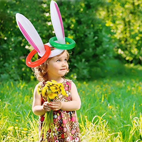 IRONLAND 5 Pack Easter Inflatable Bunny Ears Ring Toss Party Games Easter Indoor Outdoor Rabbit Ears Ring Toss Games Toys Gift Party Favors Supplies for Kids Adult Family School Carnival
