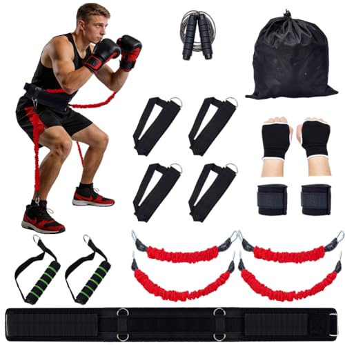 AHANDMAKER Boxing Resistance Bands Set Exercise Bands with Cuffs and Belt Leg Strength and Agility...