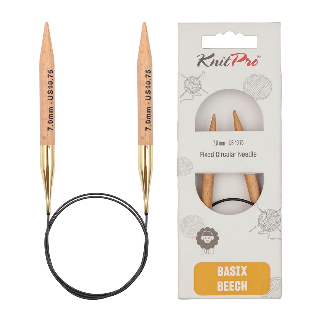 KnitPro Basix Beech Fixed Circular Needles 16" (40cm) | 7.00mm