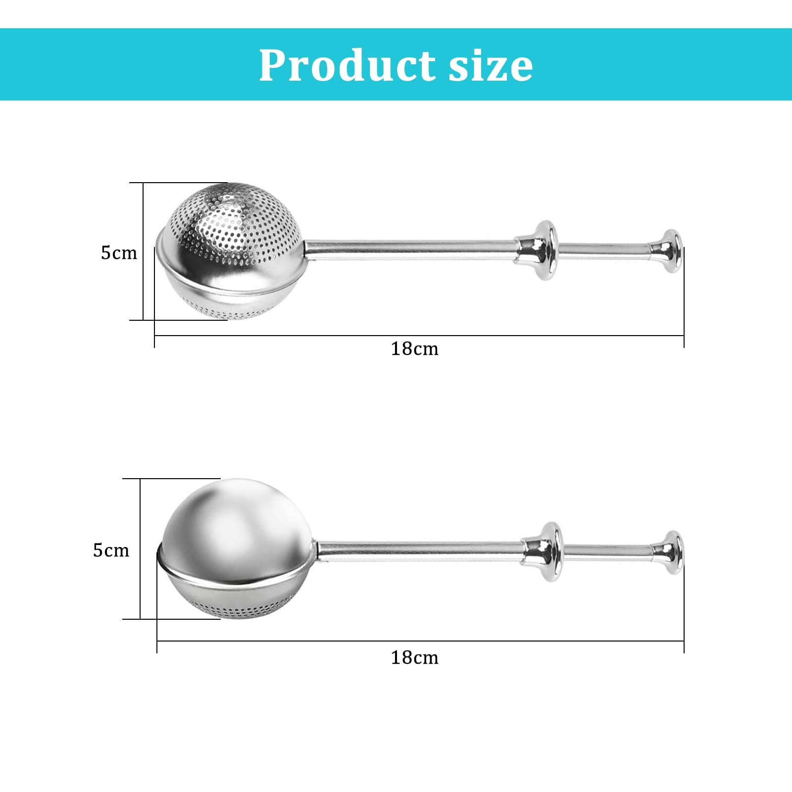 NO 2 Infusori Per Tè In Acciaio Inox Con Manico In Silicone – Filtro Riutilizzabile Per Tè In Foglie, Adatto A Tazze, Senza BPA