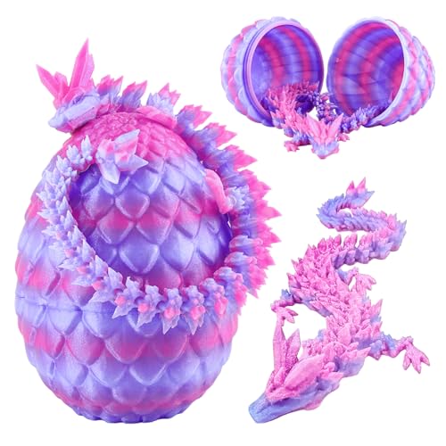 Dellyy Oeufs de Dragon Imprimés en 3D, Ensemble de Figurines pour Décoration d'Intérieur, Cadeau (Violet)