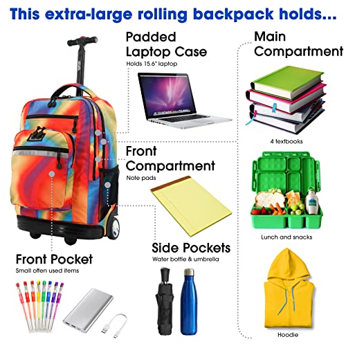 Image of J World Sundance Laptop Rolling Backpack for Girls Boys. Roller Bookbag with Wheels, 20 Inch, Heat