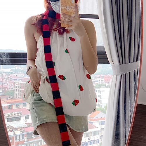 Lady Goth Harajuku Cool Scarve Style Girl Stripe Long Knitted Scarves Fashion Cloth Unisex Street Casual Neckerchief, Gray4