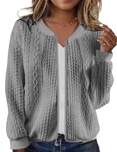 Image of WROLEM Zip Up Sweatshirts for Women Casual Outfits Cardigan Outerwear Trendy Winter Jackets Coat