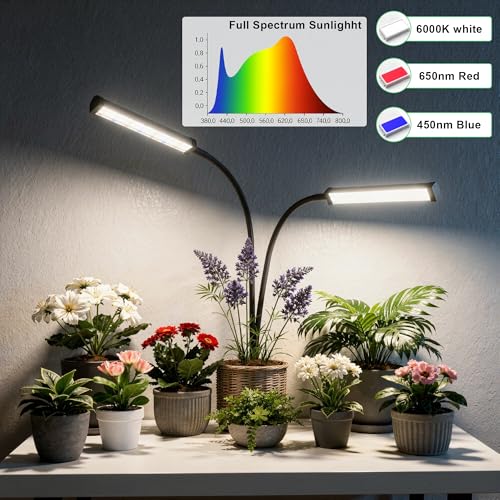 Image of GooingTop Grow Light 100W 6000K, Super Bright White Desktop Clip Plant Lamp for Seedlings Succulents Seeds Starting Indoor Plants Growing,Bendable Gooseneck & Timer 4 8 12 H