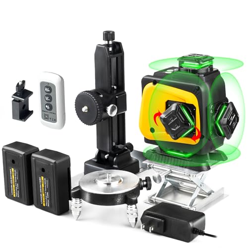Image of Self-Leveling Laser Level, 4x360 Green Beam Cross-Line Whole Room Coverage with Remote Control & Rotatable Window for Picture Hanging & Home Renovation