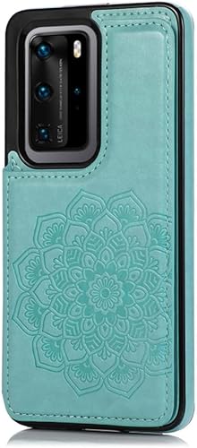 DRXVE Funda tipo cartera de cuero para Huawei P40 Pro Plus P30 Lite Mate 40 30 20 Pro cubierta trasera de lujo con tapa para teléfono celular verde