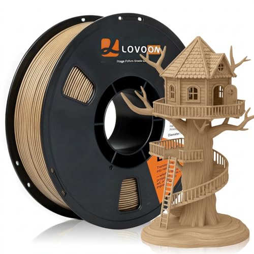 Image of LOVOON PLA Filament 1KG, 1.75mm 3D Printer Filament Dimensional Accuracy + /- 0.02mm, Neatly Wound 3D Printing Filament, Fits Most FDM 3D Printers, 1KG Spool (2.2lbs), Wood Color
