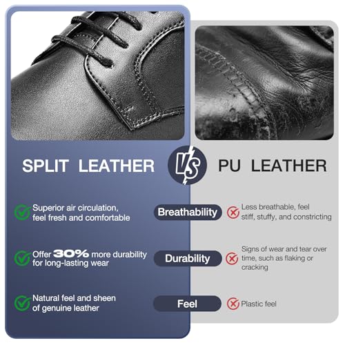HEEZ Mens Dress Shoes Oxford Shoes for Men Split Leather Comfortable Nonslip Formal Business Shoes2