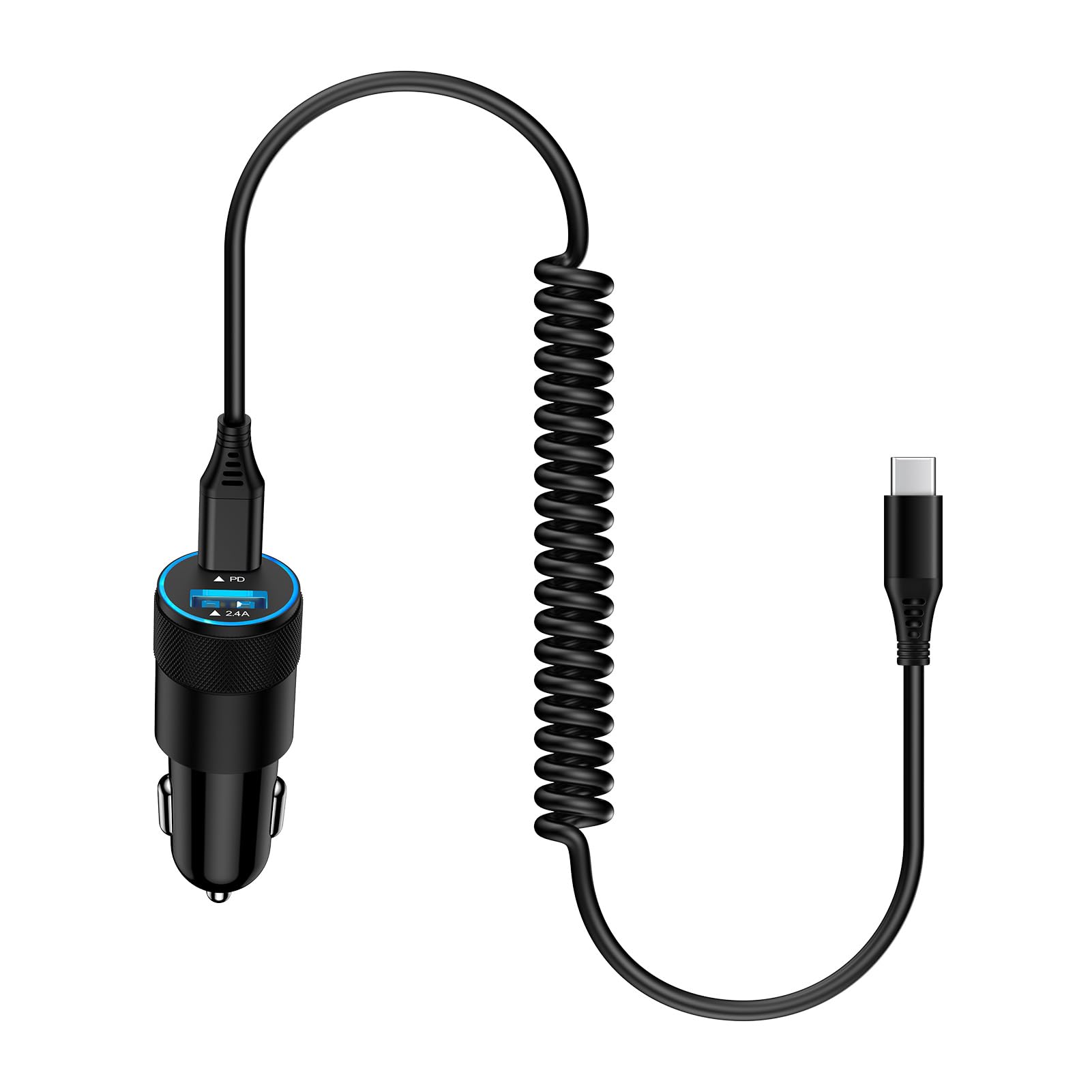 S24 Ultra Retractable Type C Car Charger Cable Dual USB C Cigarette Lighter for Samsung Galaxy S24 A15 A14 A54 S23 S22,Cargador Carro Adapter Car Charging Cord 6FT for iPhone 15/15 Pro Max/15 Plus