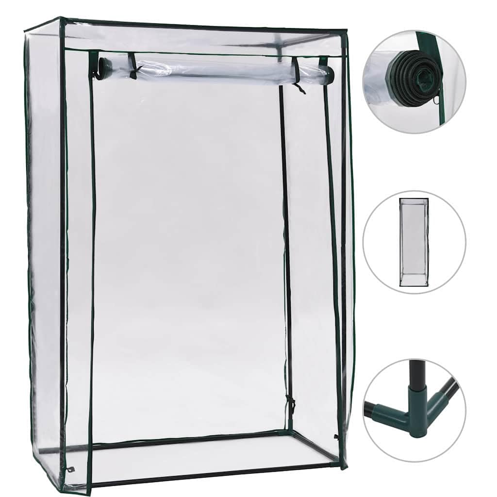 Serra per piante, 102 x 52 x 150 cm, con telaio tubolare in acciaio e copertura in PVC, porta arrotolabile con cerniera per la circolazione dell'aria, ideale per balconi, terrazze e piccoli giardini