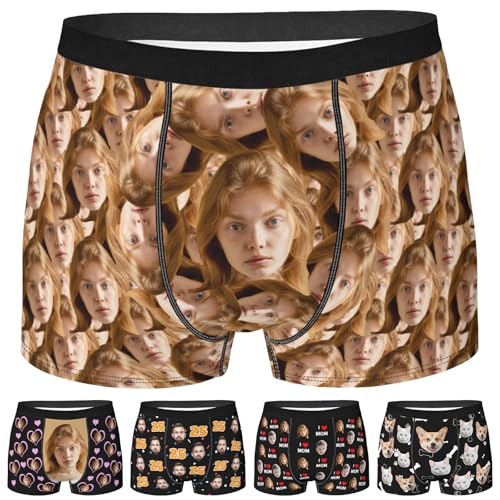 Personalized Men's Boxer Briefs Custom Underwear with Funny Faces or Pet Photos Gift for Husband Boyfriend Dad