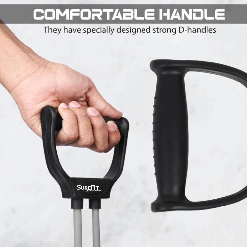 SUREFIT Double Spring Tummy Trimmer Heavy Duty Dual Spring with Non-Slip Foot Pedal for Abs Workout Black Standard Size 4