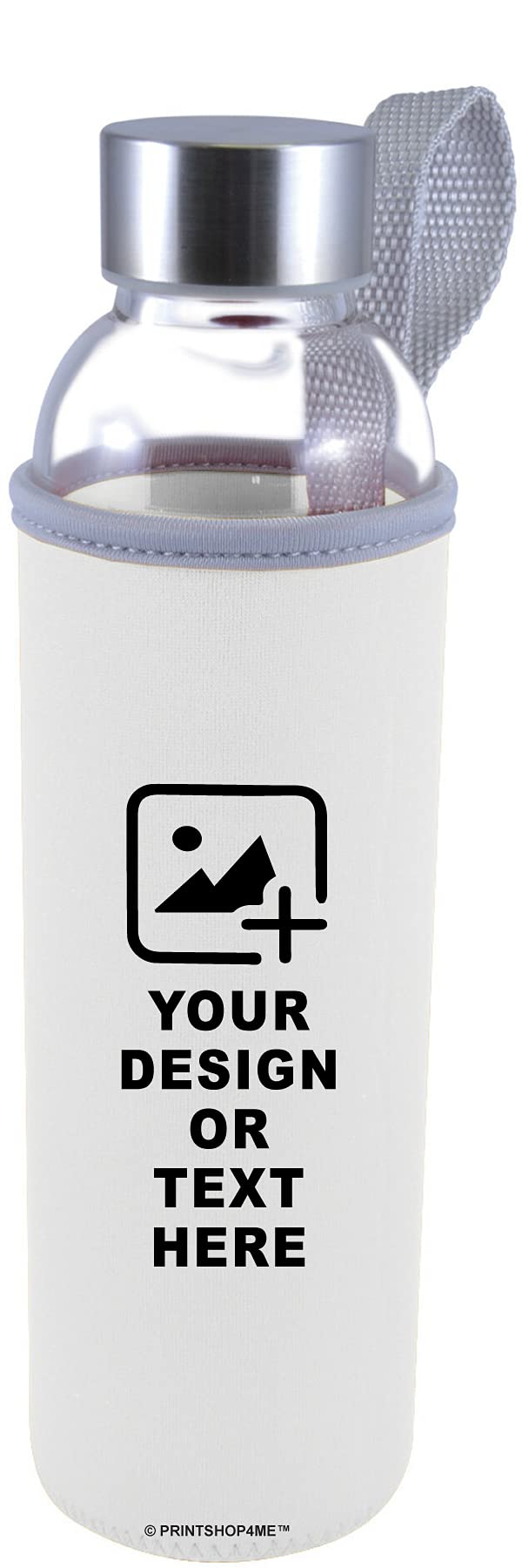 PRINTSHOP4ME Personalized Water Flask - Design Your Own Custom-Made Drinkware With Your Photo, Design, or Text - for Birthdays, Anniversaries, Weddings