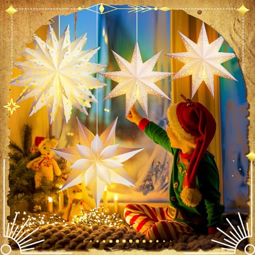 Image of Watersay 6 Pack Christmas Paper Snowflake Lantern with Lights