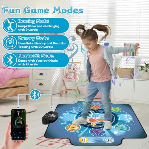 BulaBe Upgraded Dance Mat for Kids with Wireless Bluetooth, 5 Game Modes, LED Lights,Electronic Music Game Dance pad Floor Toys for Girls Boys Birthday Gifts Ages Toddlers 3-5 4-8 8-12 Year Old by BulaBe - Image 3