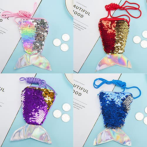 4 stuks Zeemeermin Mini Portemonnee Zeemeermin Tas Kinderen Zeemeermin Portemonnee Pailletten Portemonnee Kinderen als… - Afbeelding 3