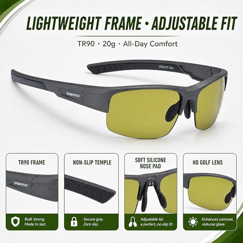 Image of maivnz Golf Sunglasses for Men Women, Golf Ball Finder Glasses, UV400 | HD color-enhancing golf lens, anti-glare, lightweight TR90 frame, adjustable nose pads, impact-resistant, gift-ready box