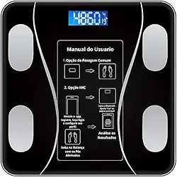 Balança Inteligente Digital Bluetooth com Bioimpedância Ideal para Academia Controle de Peso e Saúde com Diversos Indicadores de Composição Corporal