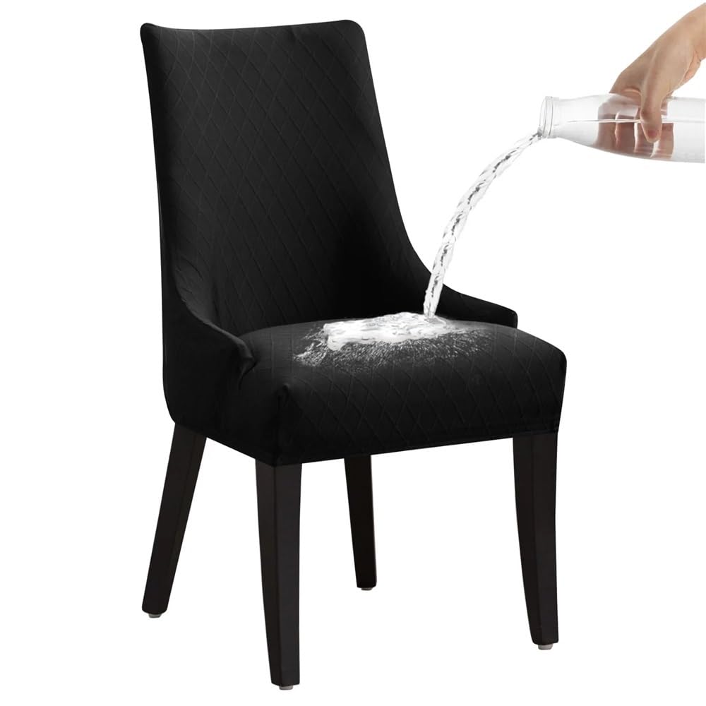 Restaurant Stuhlhussen Elastische, rutschfeste Schutzhülle Für Wohnzimmer Und Schlafzimmer (Schwarz, 1 Stück)