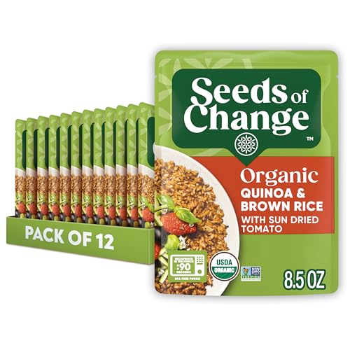 SEEDS OF CHANGE Organic Quinoa &amp; Brown Rice with Sun Dried Tomato, Organic Food, 8.5 OZ Pouch (Pack of 12)
