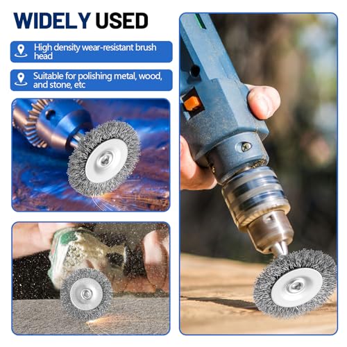 Image of Moxweyeni 40 Pcs 2 Inch Stainless Steel Wire Wheel Brushes for Drill Bits