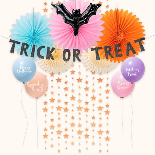 Cheerland Halloween Party Decorations Hanging Paper Fan Pastel Ba...