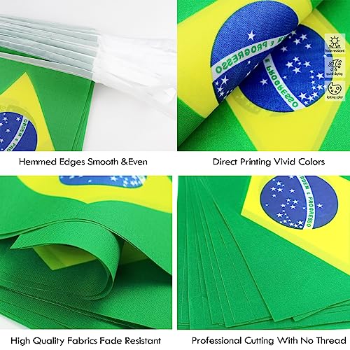 Image of Brazil String Flag Pennant Banner - 38 Flags, 42 Feet Small Mini Brazilian Flags Bunting Banner for Country Decoration, School, Party, Sports Events