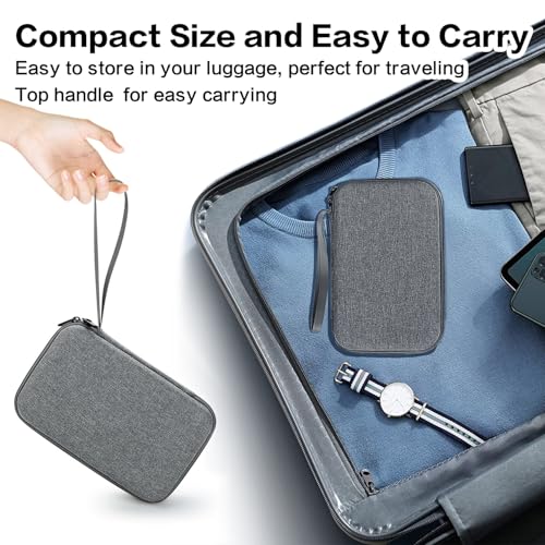Teskyer Kabeltasche Organizer, wasserdichte, Starre Schale, Besserer Schutz, Großes Fassungsvermögen, Tragbar, Travel Essentials, Urlaub Must Haves, Grau