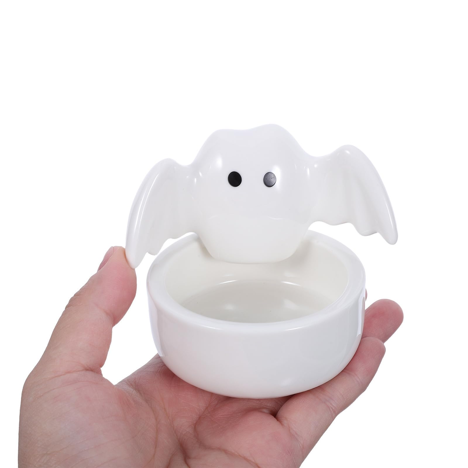 Sewroro 3 Piezas Portavelas de Cerámica Blanco Diseño de Fantasma y Estilo Nórdico para Decoración de Halloween en Casa u Oficina Iluminación Ambiental y Soporte Resistente