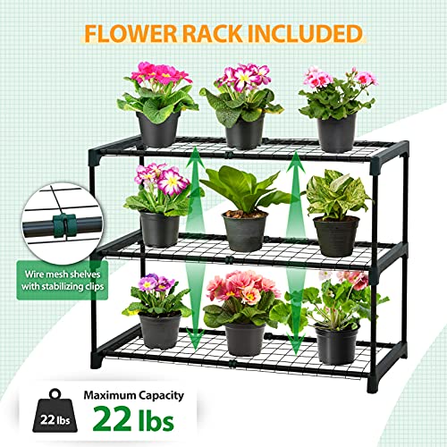 Image of EAGLE PEAK 3 Tier Lean to Portable Greenhouse, Heavy-Duty Indoor & Outdoor Garden with Wire Shelves, 2 Roll-Up Zipper Doors, Easy Assembly, 79 inchx39 inchx83 inch Clear /Green PE Cover