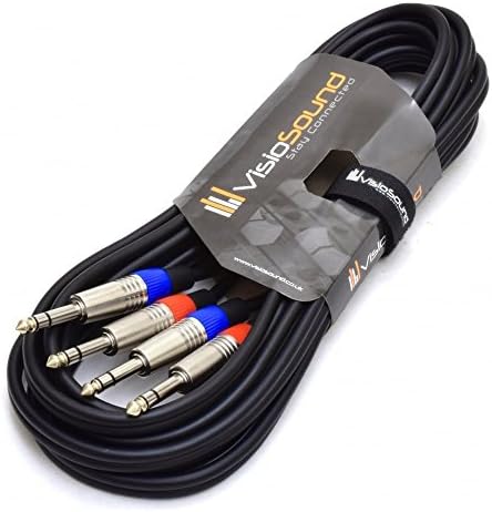 2 x 6.35mm 1/4" Stereo TRS Jack Balanced Twin Lead/Signal Audio Patch Cable 3m