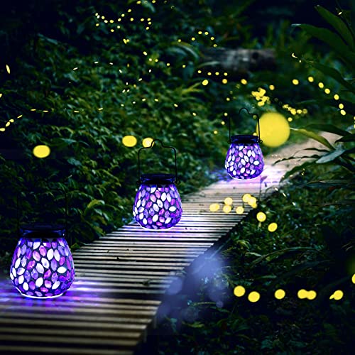 Mosaic Solar Lanterns - Solar Hanging Lantern Outdoor Waterproof Solar Table Lamps Night Lights For Garden, Patio, Party, Yard, Outdoor Indoor Decor #TOP4