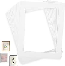 Lot de 10 passe-partout blanc - 1,5 mm - Dimensions extérieures : 26 x 38 cm - Dimensions intérieures : 20 x 28,7 cm - Pour images, impressions d'art, photos