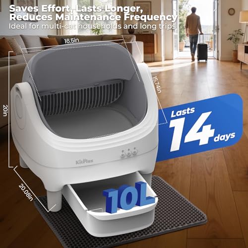 Image of Self-Cleaning Cat Litter Box, Open-Top Automatic Litter Box with APP Control, Odor-Control & Low-Noise Design, Large Capacity, Safe for Multiple Cats