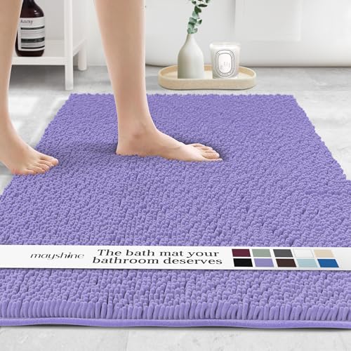 Image of MAYSHINE Plush Shaggy Chenille Bath Mat | Extra Soft, Super Absorbent, Non-Slip Bathroom Rug | Fluffy Microfiber, Area Rug Sets for Bathroom Floor, Kitchen, Living Room | 47 inchx27 inch | Lavender